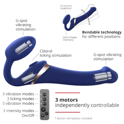 Strap-on-me S - felcsatolható, léghullámos vibrátor (kék)