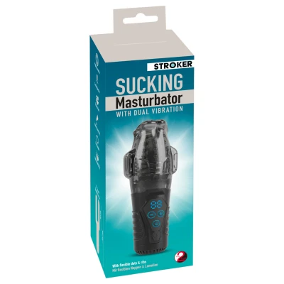 Stroker - szívó, rezgő maszturbátor férfiaknak (fekete)