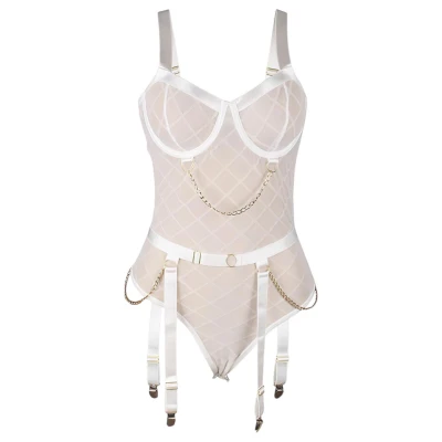 Subblime 954291 - fehér láncos, áttetsző body szett (L-XL)