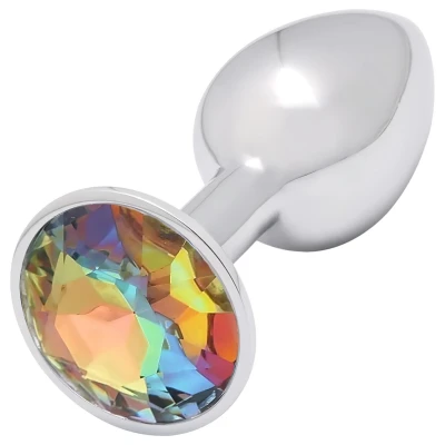 Sunfo - fém anál plug sárga kővel (ezüst)