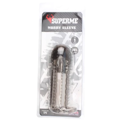 SuperMe Nubby - bütykös péniszköpeny (szürke)