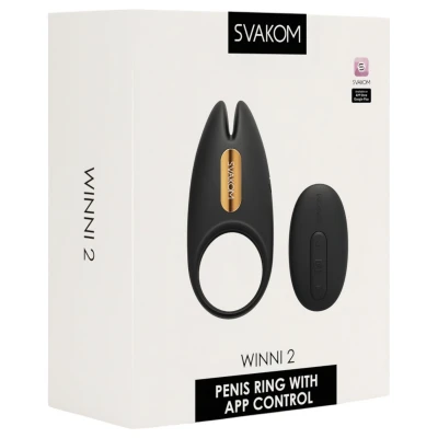 Svakom Winni 2 - App- és távirányítós vibrációs péniszgyűrű (fekete)