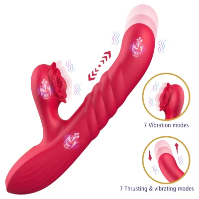 Erospace Sweet Play - 2in1 lökő és csiklóizgató vibrátor (piros)