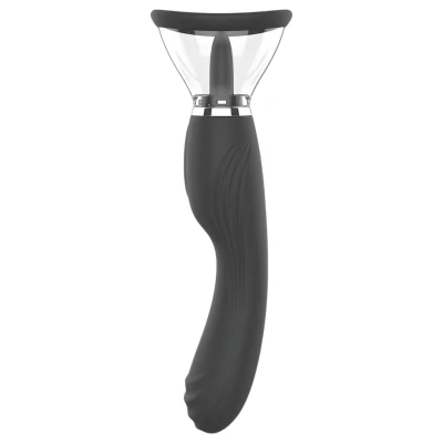 Erospace Sweet Play - 2in1 csiklóizgató vibrátor nyelvvel és szívással (fekete)