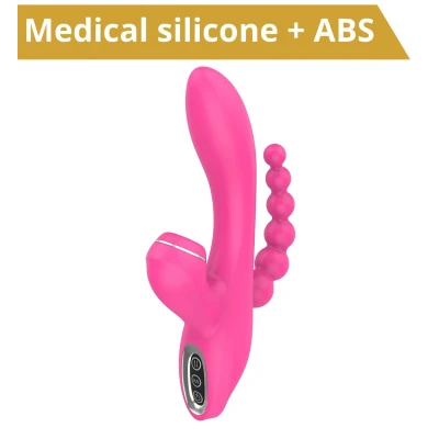Erospace Sweet Play - G-pont vibrátor anál szondával és szívással (rózsaszín)