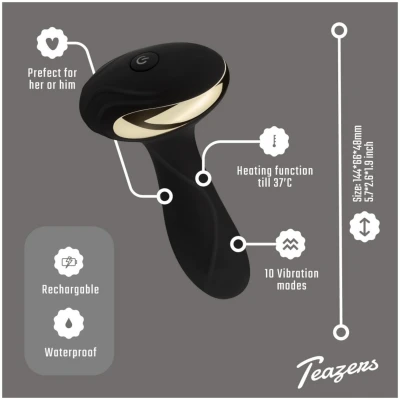 Teazers - fűthető anál vibrátor és prosztata masszírozó (fekete)
