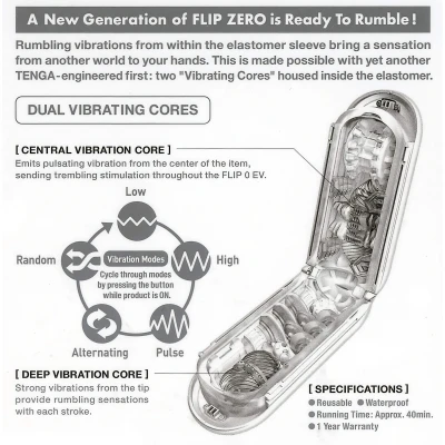 TENGA Flip Zero - vibrációs maszturbátor férfiaknak (fehér)