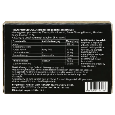 Titán Power Red - étrend-kiegészítő kapszula férfiaknak (3 db)