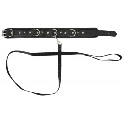 Vegan Fetish - szegecses nyakörv és póráz, bondage szett (fekete)