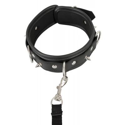 Vegan Fetish - szegecses nyakörv és póráz, bondage szett (fekete)
