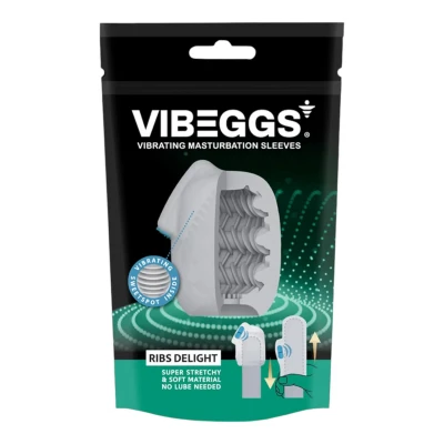 VIBEGGS Ribs Delight - vibrációs tojás maszturbátor férfiaknak (fehér)