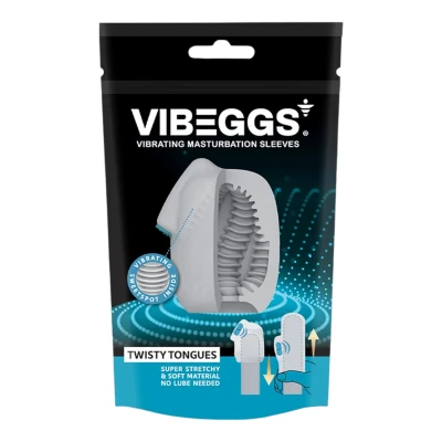 VIBEGGS Twisty Tongues - vibrációs tojás maszturbátor férfiaknak (fehér)