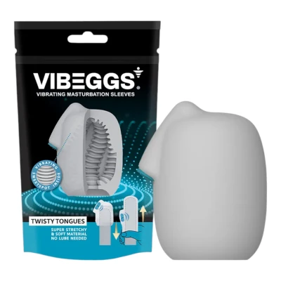 VIBEGGS Twisty Tongues - vibrációs tojás maszturbátor férfiaknak (fehér)