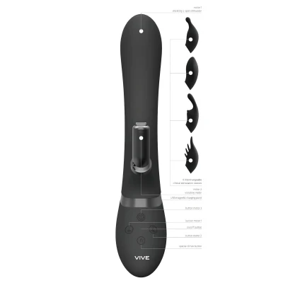 Vive Chou - 4in1 csiklókaros vibrátor (fekete)