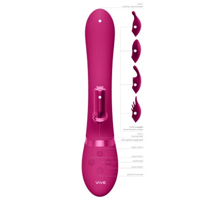Vive Chou - akkus, cserélhető fejes csiklókaros vibrátor (pink)