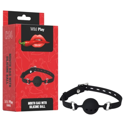 Erospace Wild Play - szilikon szájpecek BDSM játékhoz (fekete)