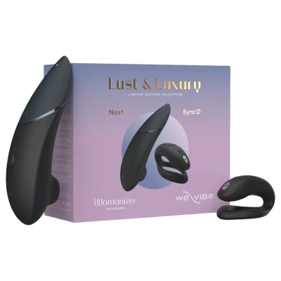 Womanizer Lust & Luxury - léghullámos csiklóizgató és párvibrátor szett (fekete)
