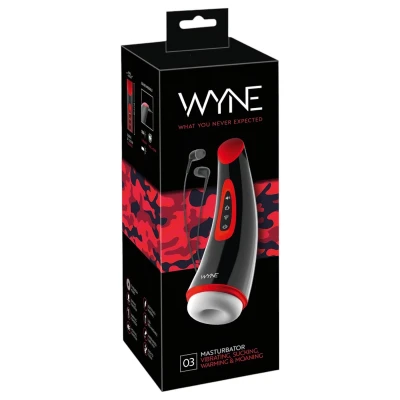 WYNE 03 - akkus, rezgő-szívó maszturbátor férfiaknak (fekete)