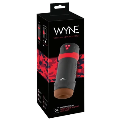 WYNE 04 - akkus, rezgő-szívó maszturbátor férfiaknak (barna)