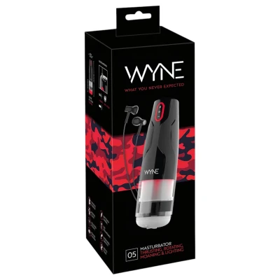 WYNE 05 - akkus, forgó maszturbátor férfiaknak (fekete-fehér)