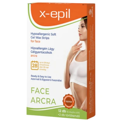 X-Epil - hipoallergén szőrtelenítő gélgyantacsík arcra (12 db)