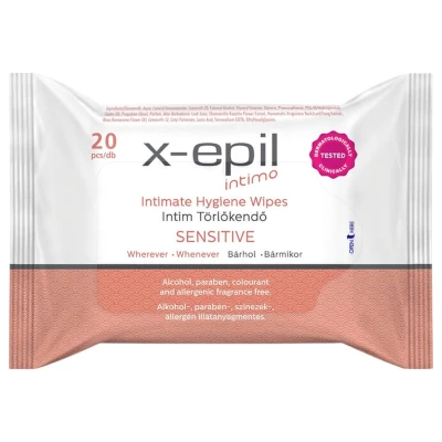 X-Epil Intimo Sensitive - intim törlőkendő érzékeny bőrre (20 db)