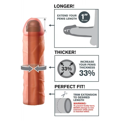 Pipedream - X-TENSION Perfect 1 - élethű péniszköpeny (17,7 cm, testszínű)