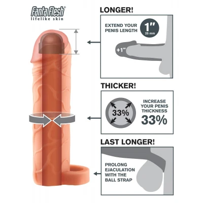 Pipedream X-TENSION Perfect 1 - heregyűrűs péniszköpeny (17,7 cm, testszínű)