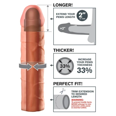 Pipedream - X-TENSION Perfect 2 - élethű péniszköpeny (20,3 cm, testszínű)