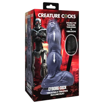 XR Brands Cyborg cock - lökő robotvibrátor távirányítóval (ezüst)