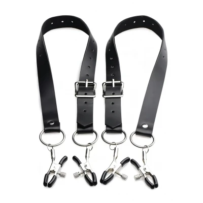 XR Brands - szeméremajak-széthúzó csipeszek (fekete)
