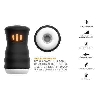 You2Toys Gyro - forgó, rezgő maszturbátor férfiaknak (fekete)
