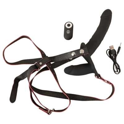 You2Toys - távirányítós dupla felcsatolható vibrátor (fekete)