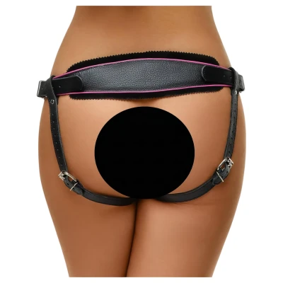 ZADO - fekete bőr BDSM alsó felcsatolható dildóhoz (S-L)