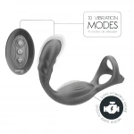Addicted Toys - anál vibrátor péniszgyűrűvel és heregyűrűvel (fekete)
