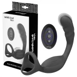 Addicted Toys - anál vibrátor péniszgyűrűvel és heregyűrűvel (fekete)
