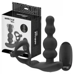 Addicted Toys - forgófejes anál vibrátor péniszgyűrűvel (fekete)