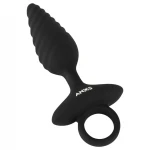 ANOS - bordázott vibrációs anál plug (fekete)