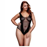 BACI Plus Size - rafinált, fekete necc body (XL-XXL)