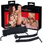 Bad Kitty - bondage kötél szett (20 m + 2 × 3m, fekete)