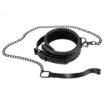 Bad Kitty - drágakőmintás nyakörv és póráz, bondage szett (fekete)