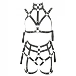 Bad Kitty - bondage testhám melltartó szett (fekete)