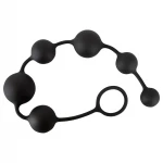 Black Velvets - 7 gyöngyös anal beads kihúzó gyűrűvel (fekete)