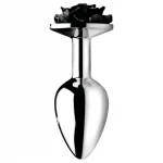 Booty Sparks Black Rose - alumínium anál plug (ezüst-fekete)