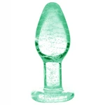 Booty Sparks Glow in the Dark M - üveg butt plug, anál plug (átlátszó)