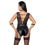 Cottelli Bondage - csipkés, nyakpántos body (fekete)