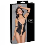 Cottelli Bondage - fényes, gyűrűs, nyitott body (fekete)