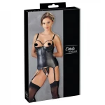Cottelli Bondage - fényes, push-up felső bilinccsel (fekete)
