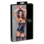 Cottelli Bondage - fényes, push-up felső nyakörvvel (fekete)