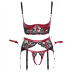 Cottelli Bondage - Matt, csipkés push-up melltartó szett (piros)